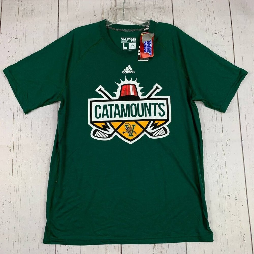 Vermont Catamounts NCAA Adidas Large Green Casual Tshirt‎ New Men